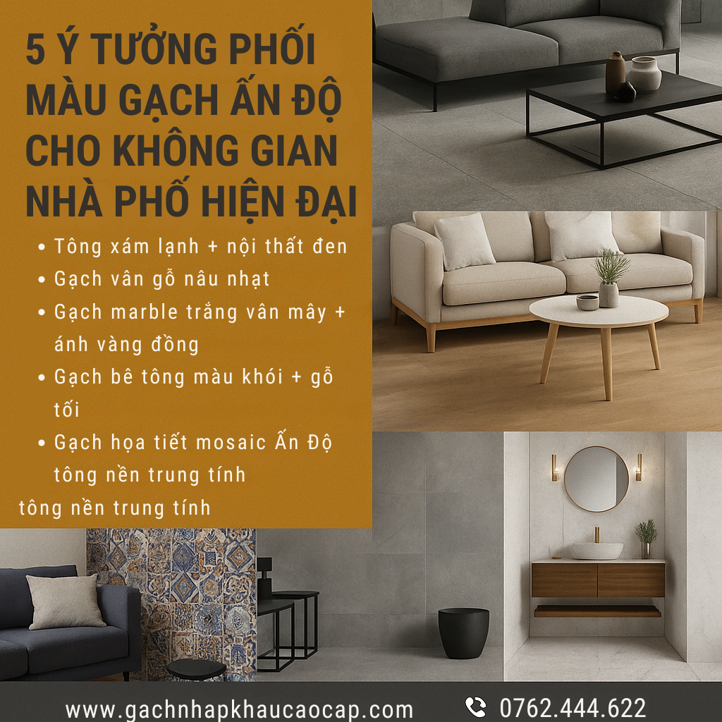 5 Y TUONG PHOI MAU GACH AN DO CHO KHONG GIAN NHA PHO HIEN DAI