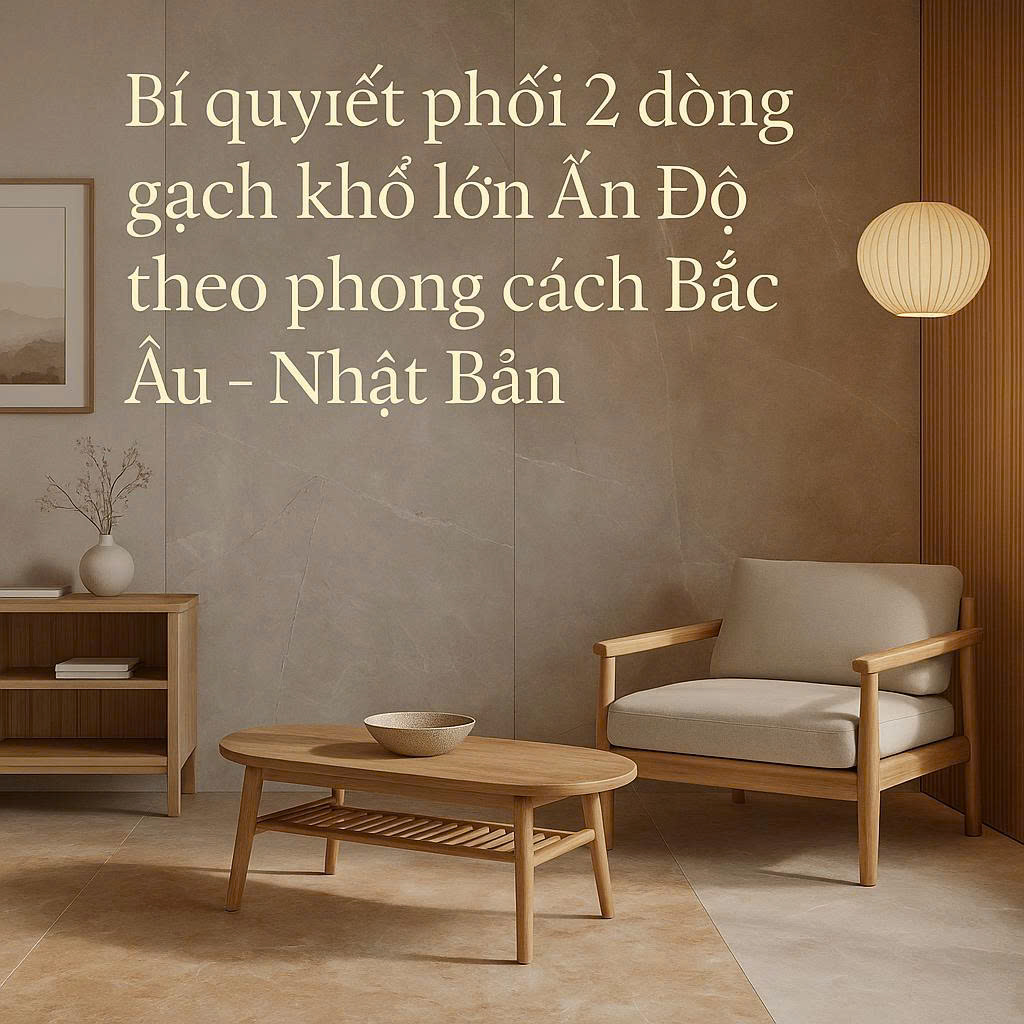 Bí quyết phối 2 dòng gạch khổ lớn Ấn Độ theo phong cách Bắc Âu - Nhật Bản